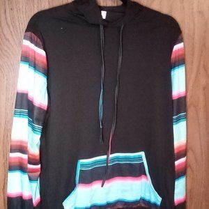 2XL Black long sleeve shirt with kangaroo pouch